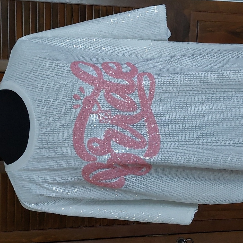 NWT White & Pink Bride Sequin Fringe Mini Dress & Veil Sz 2X - Picture 11 of 15